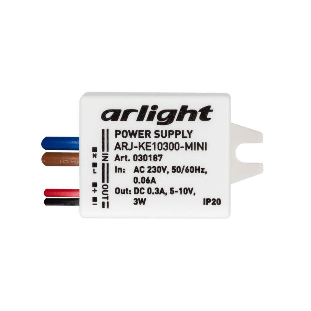 драйвер arlight arj-ke10300-mini 5-10v 3w ip20 0,3a 030187