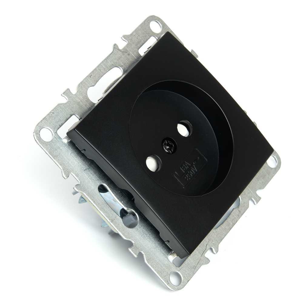 розетка 2p stekker эрна черный pst10-9109-03 49153