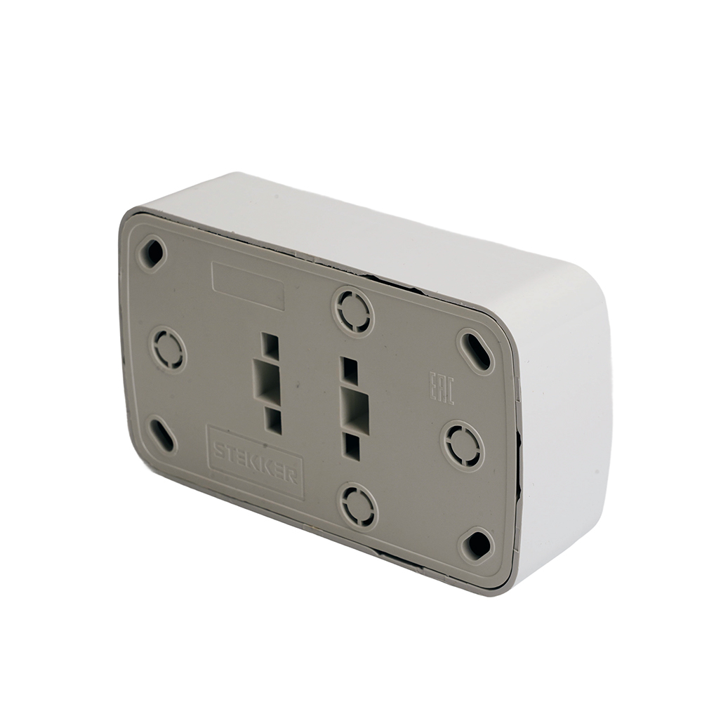 розетка накладная 2-местная stekker basic pst10-502-20 50075