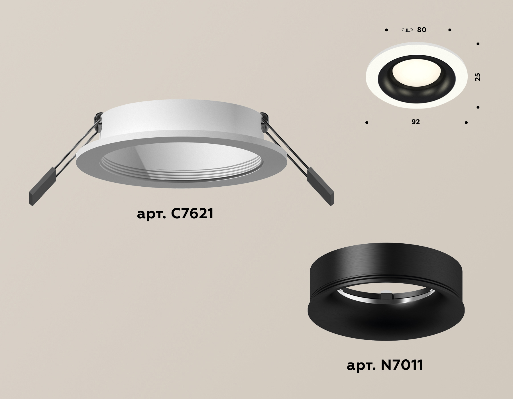 встраиваемый светильник ambrella light techno xc7621002 (c7621, n7011)