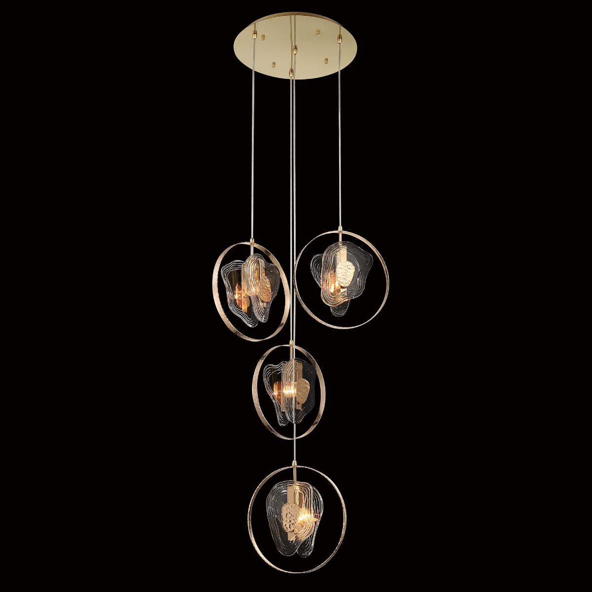 подвесной светильник delight collection cowley p60669-4 gold/clear