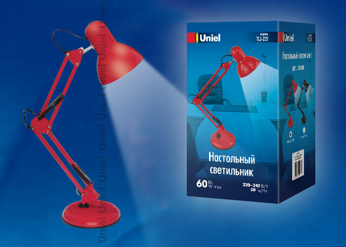 настольная лампа (ul-00002121) uniel tli-221 red e27