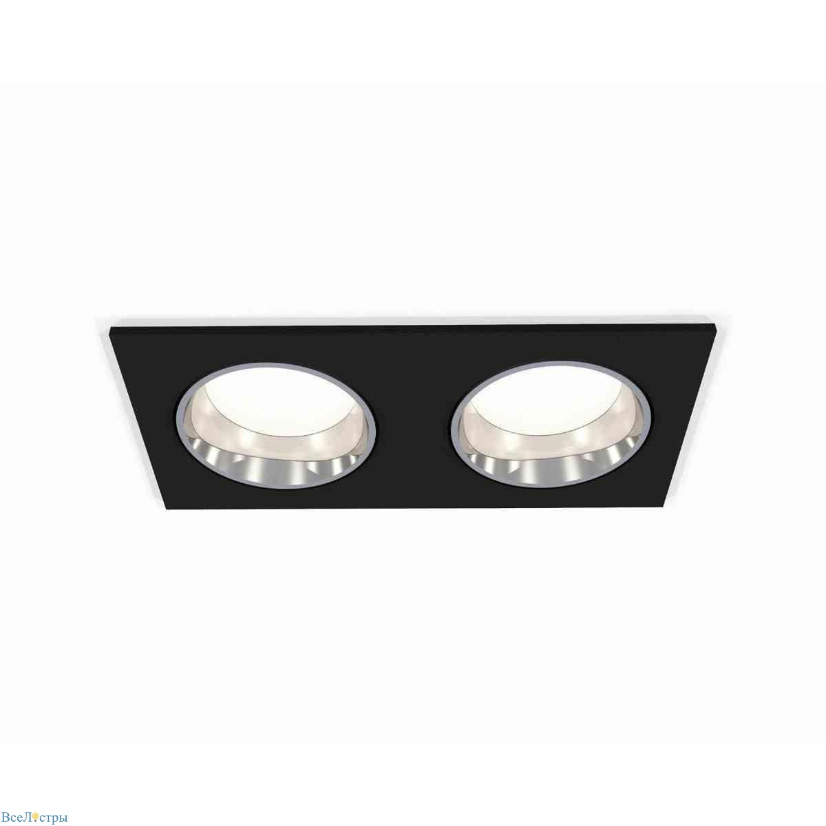комплект встраиваемого светильника ambrella light techno spot xc6526003 sbk/psl черный песок/серебро полированное (c6526, n6112)