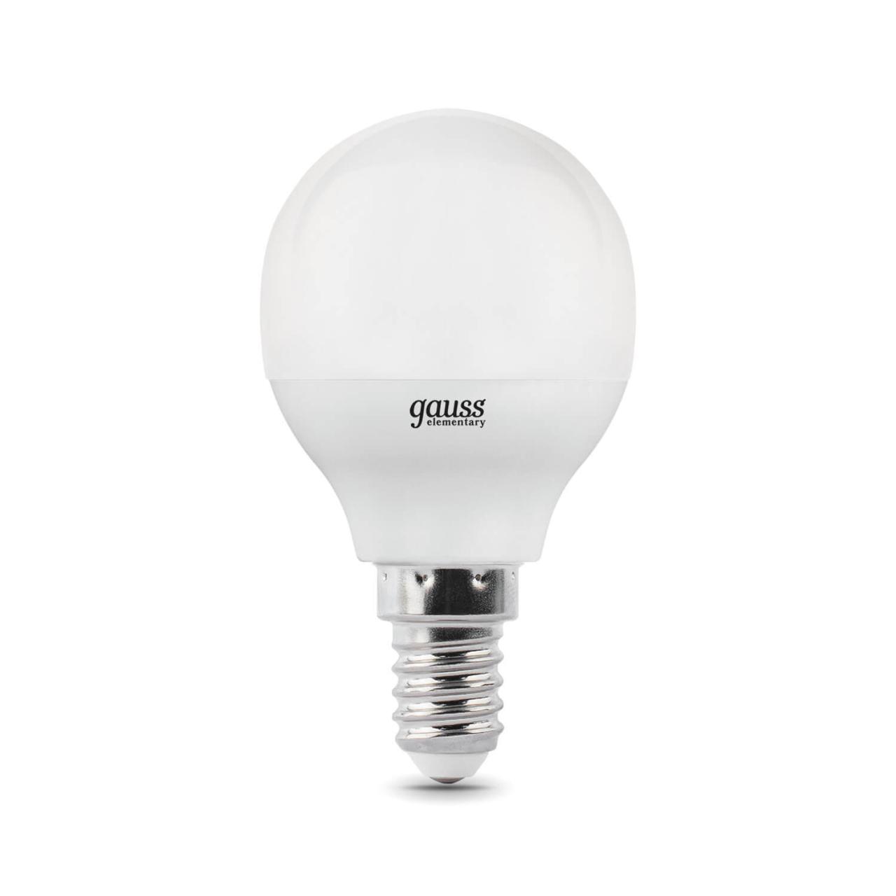 лампа светодиодная gauss e14 6w 4100k матовая 53126