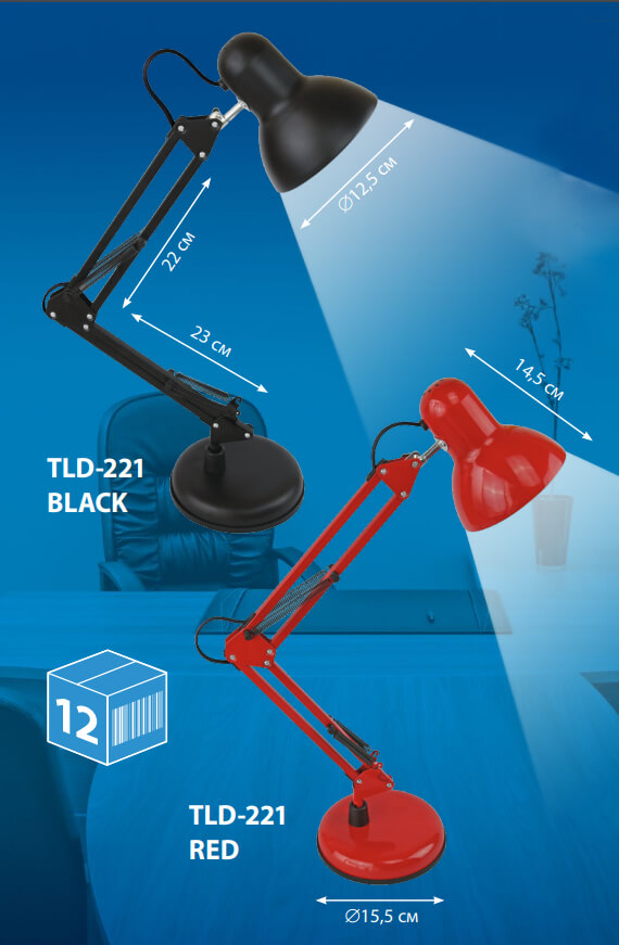 настольная лампа (ul-00002121) uniel tli-221 red e27