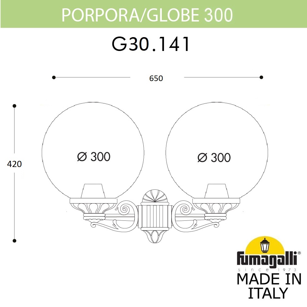уличный настенный светильник fumagalli globe g30.141.000.axf1r