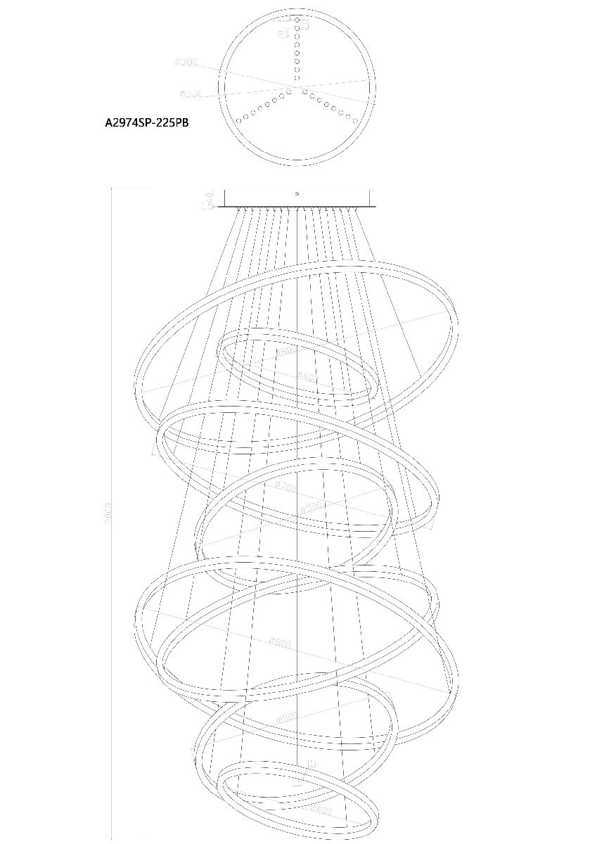 подвесная люстра arte lamp arcane a2974sp-225pb