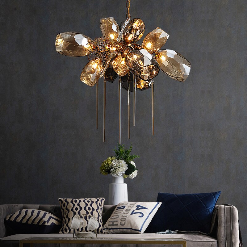 люстра britannica 8898p/al gold/smoky delight collection
