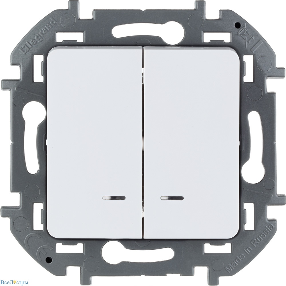 выключатель двухклавишный с подсветкой/индикацией legrand inspiria 673630