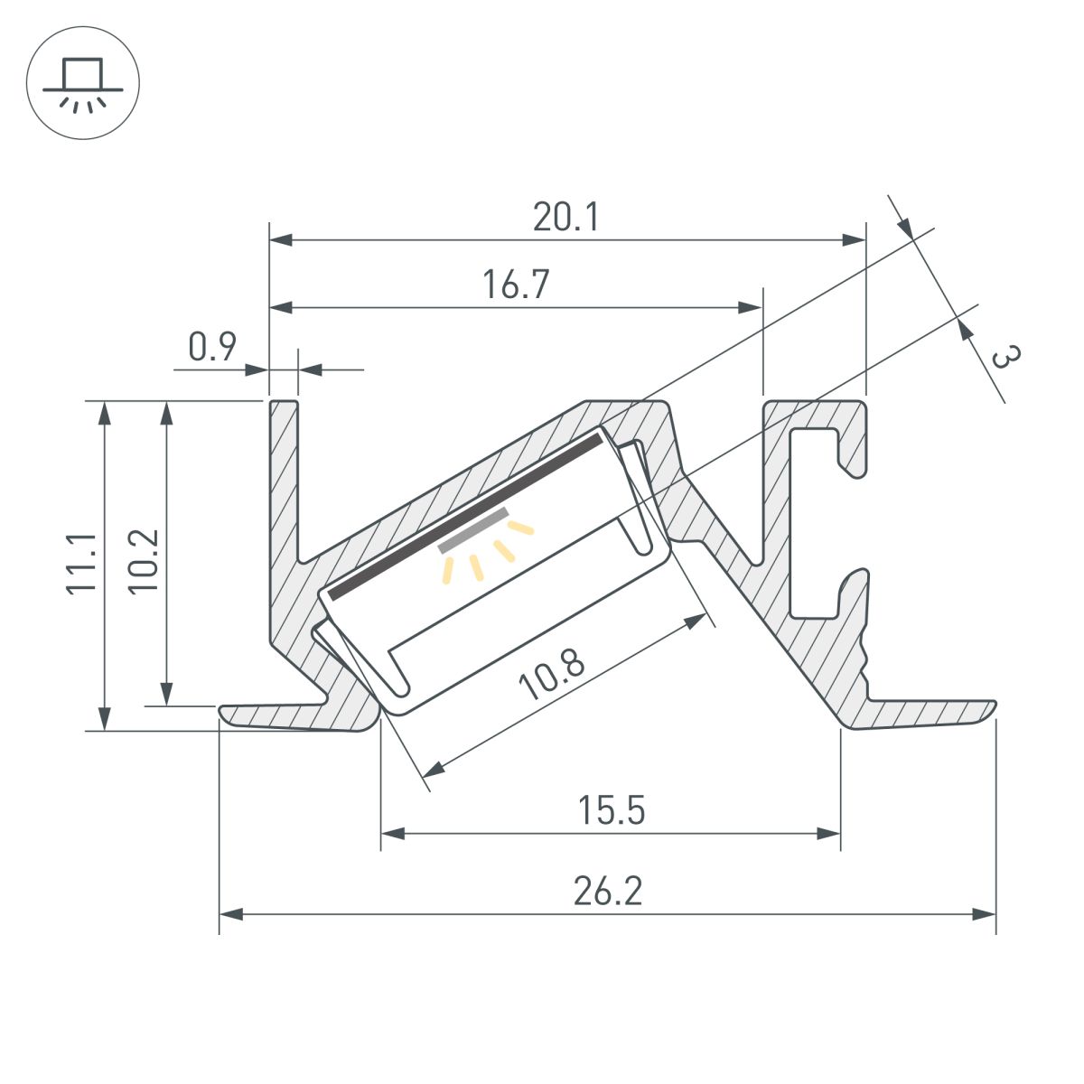профиль arlight pds-bevel-f-2000 anod (алюминий) 063456