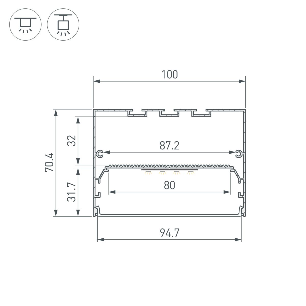 профиль arlight power-w100h70-2000 black (алюминий) 056214