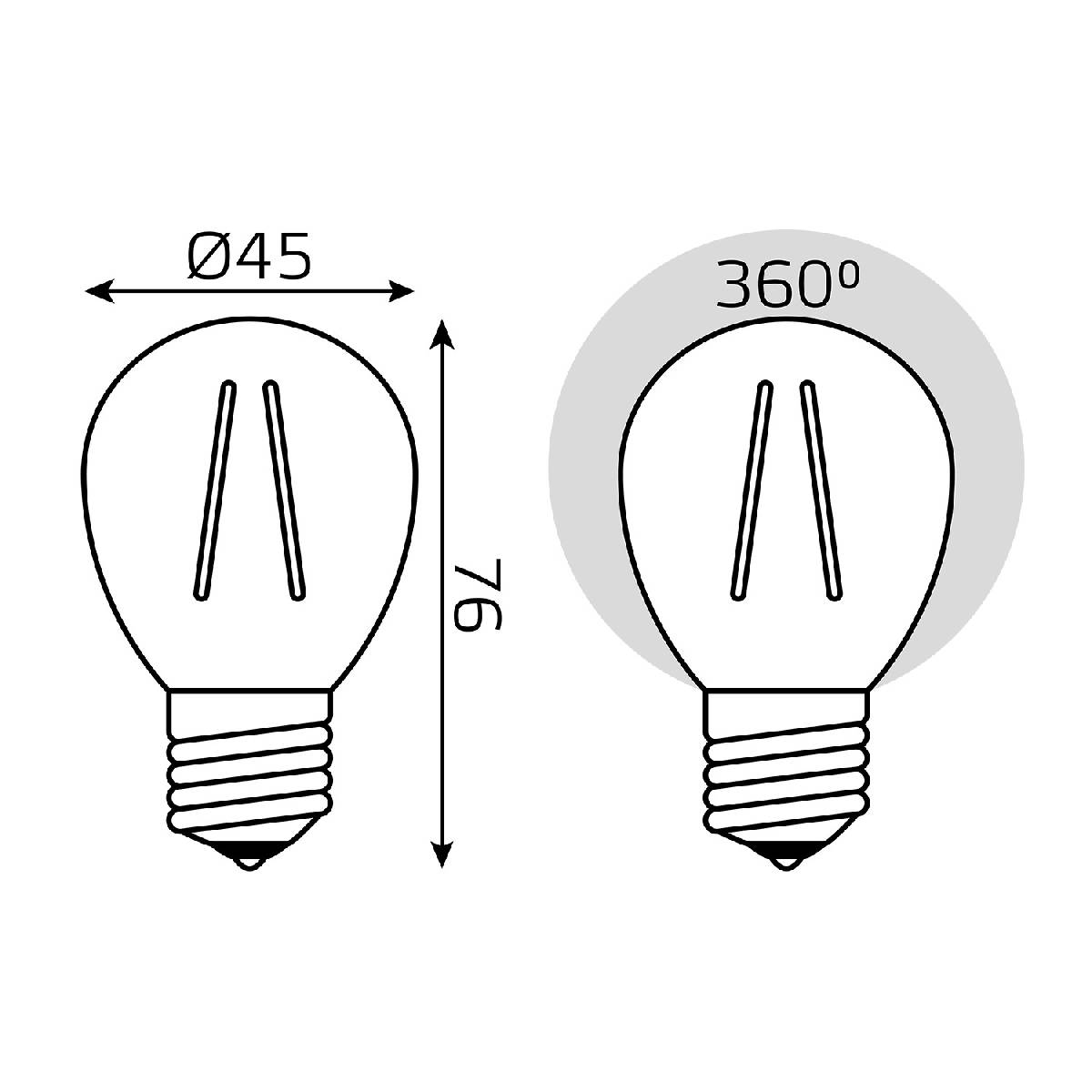 лампа светодиодная gauss filament elementary e27 8w 2700k 52218