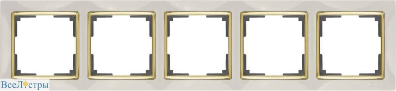 рамка werkel snabb на 5 постов слоновая кость/золото wl03-frame-05-ivory/gd 4690389083945