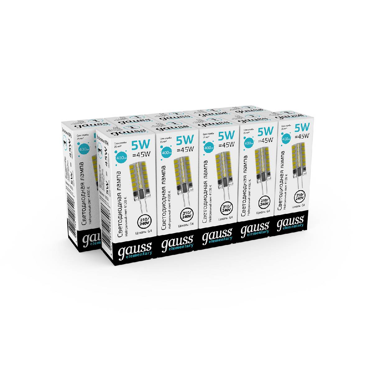 светодиодная лампа gauss elementary g4 5w 4100k 18025