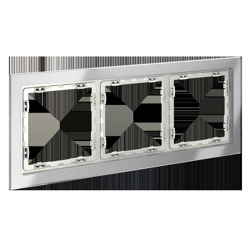 рамка стеклянная voltum s70 на 3 поста, (сталь, стекло) vls110305