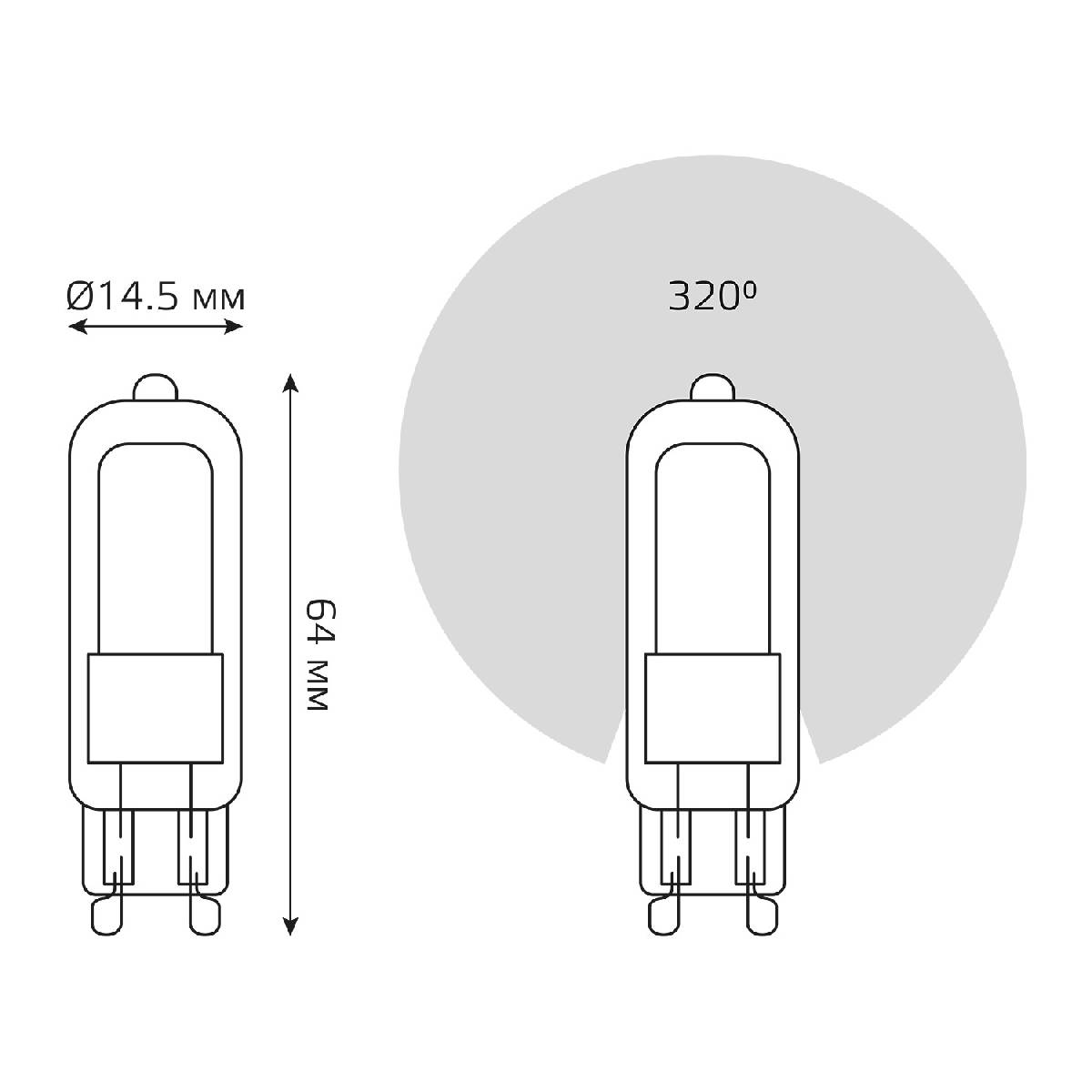 лампа светодиодная gauss g9 5.5w 3000k прозрачная 107809105