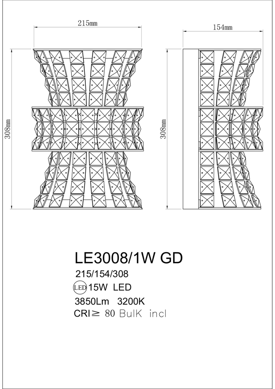 бра aurelie le3008/1w gd