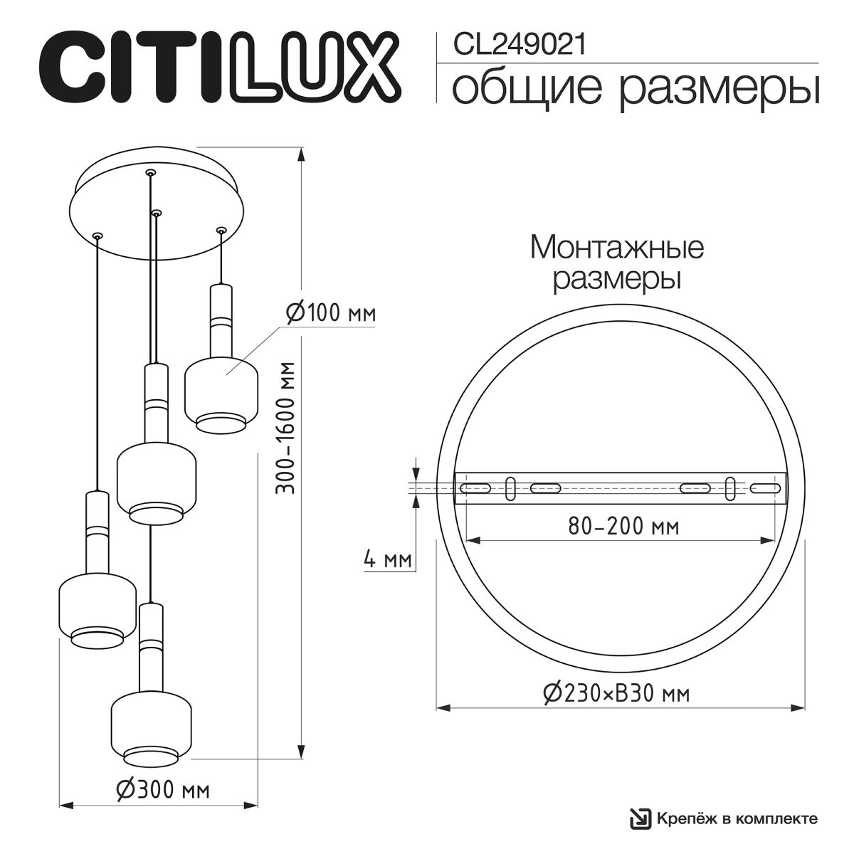 подвесной светильник citilux lass cl249021