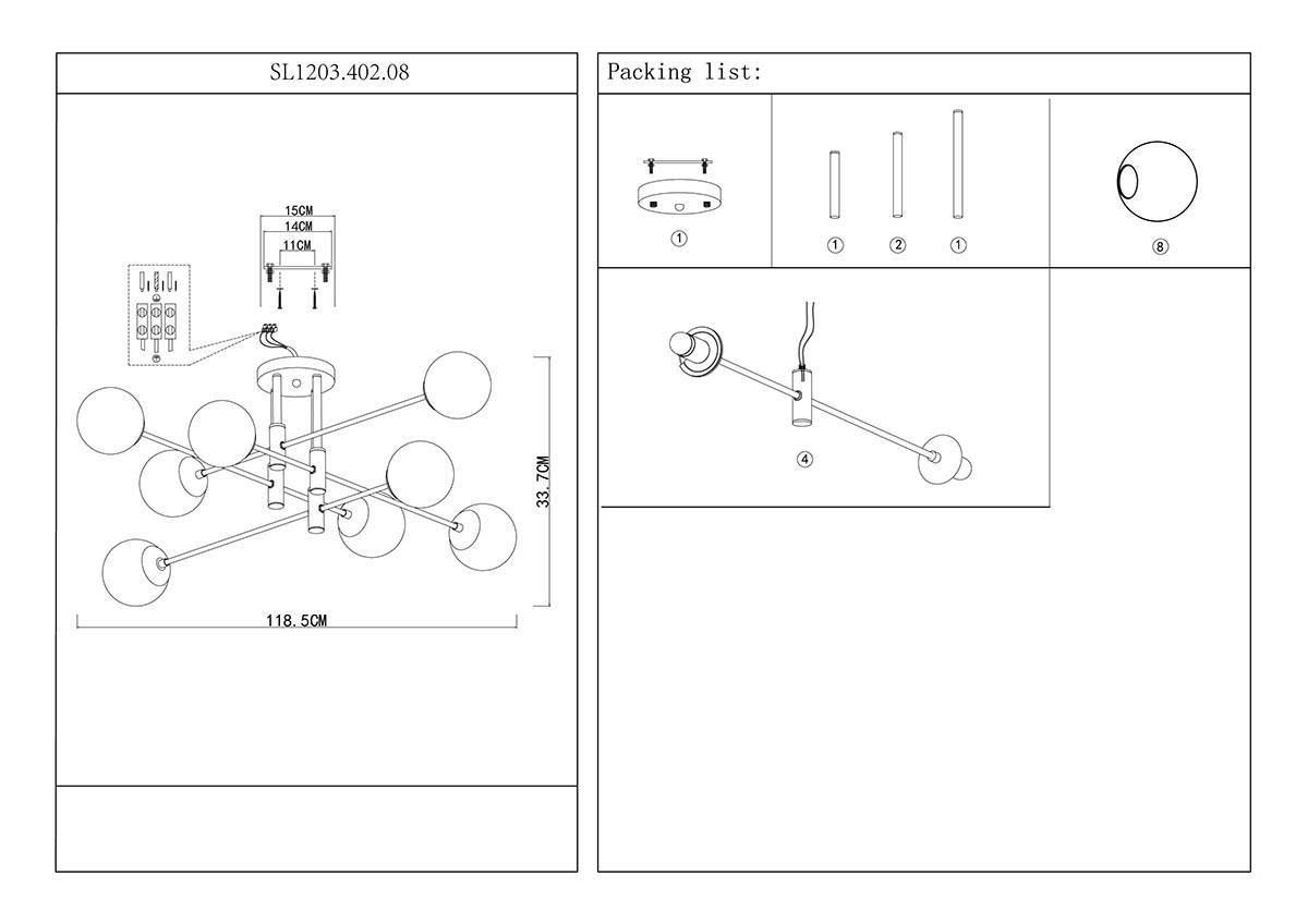 потолочная люстра st luce limano sl1203.402.08
