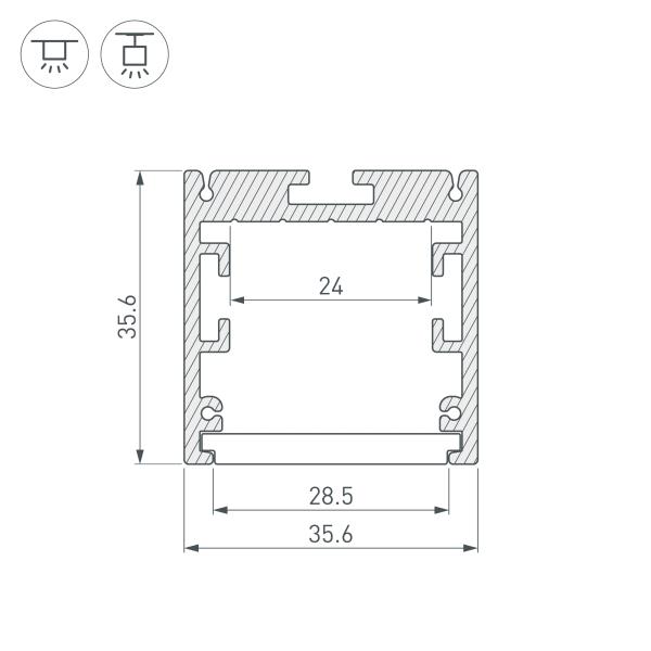 профиль arlight sl-arc-3535-d320-a90 black 032676