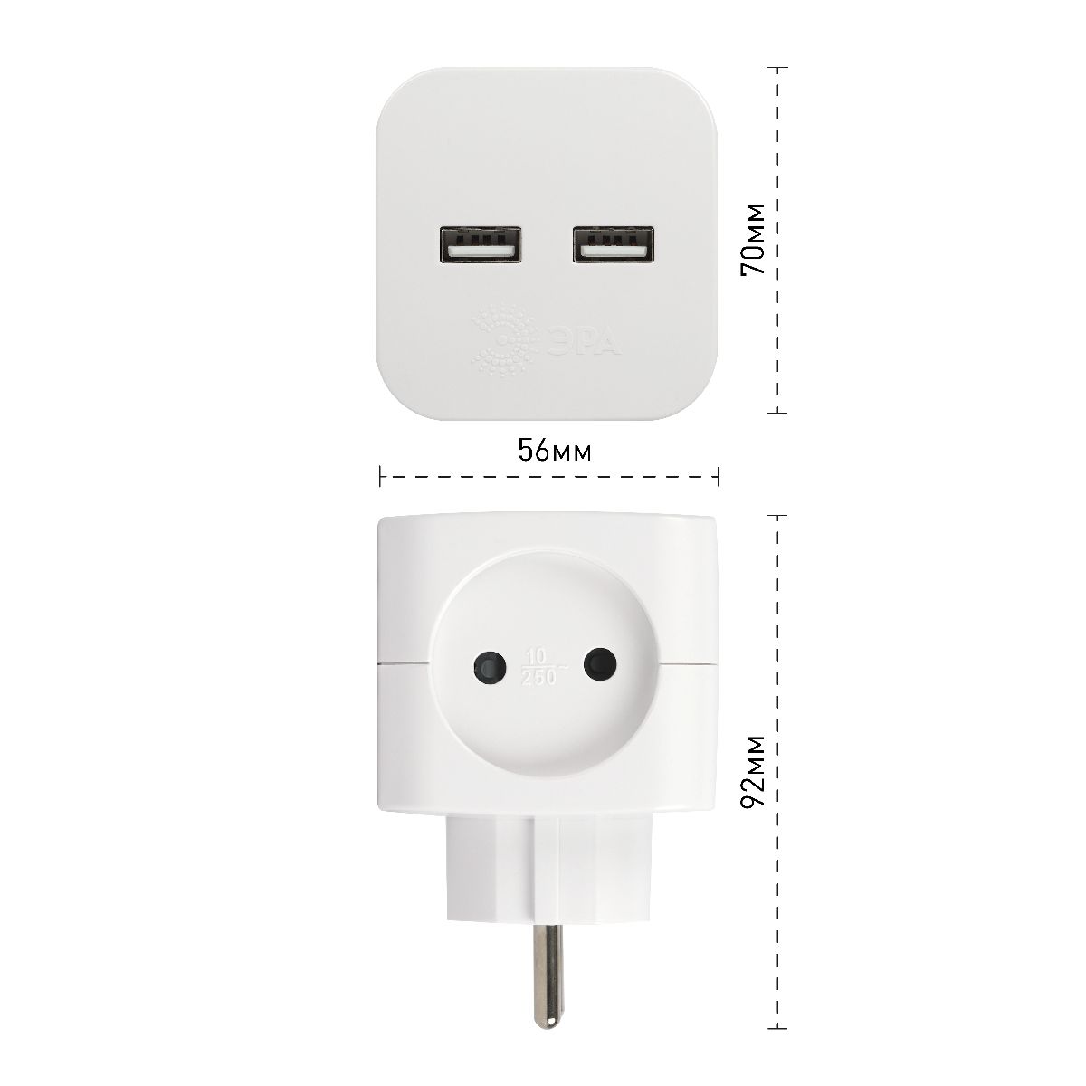 разветвитель электрический эра sp-2-usb-w б0049531
