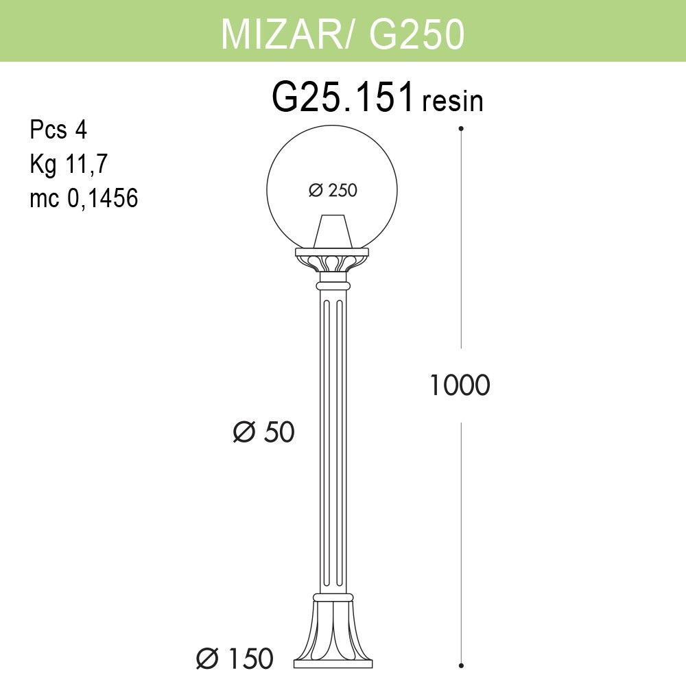 уличный светильник fumagalli mizar.r/g250 g25.151.000.bze27