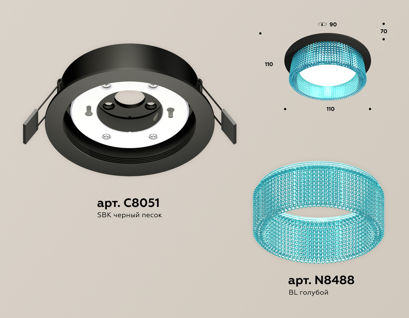встраиваемый светильник ambrella light techno spot xc8051033 (c8051, n8488)