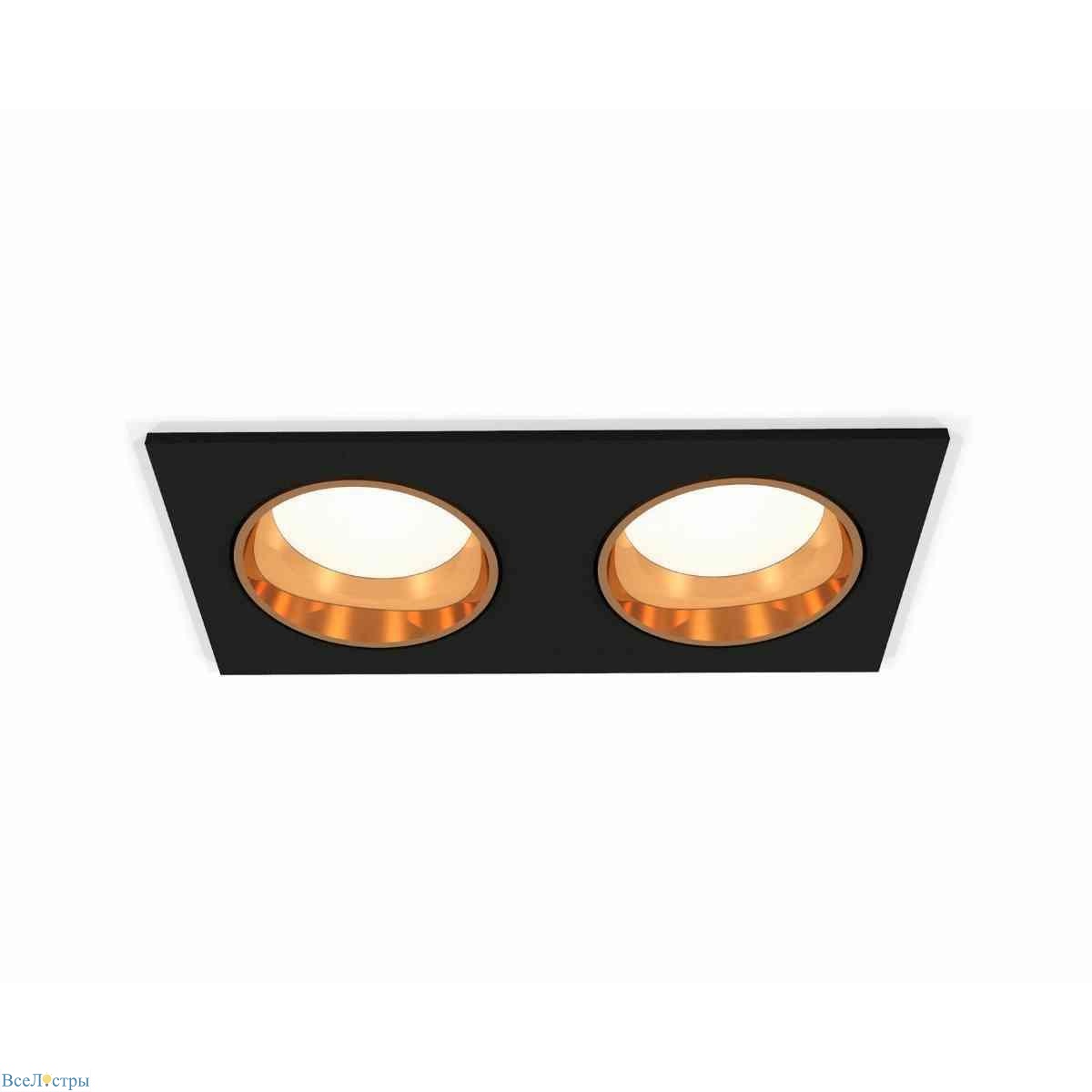 комплект встраиваемого светильника ambrella light techno spot xc6526004 sbk/pyg черный песок/золото желтое полированное (c6526, n6113)