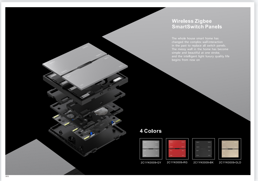 беспроводная смарт панель-выключатель iledex vision sp 48v-4-bk