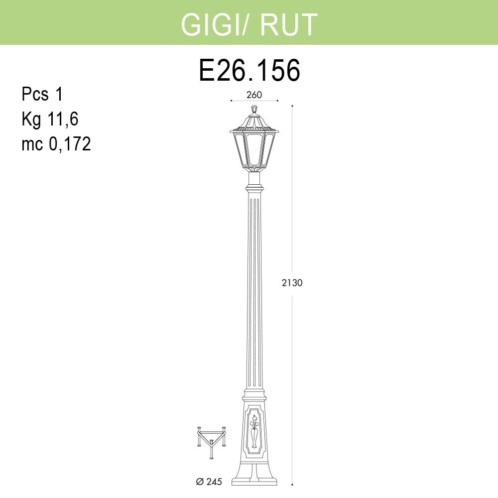 уличный фонарь fumagalli gigi/rut e26.156.000.bxf1r