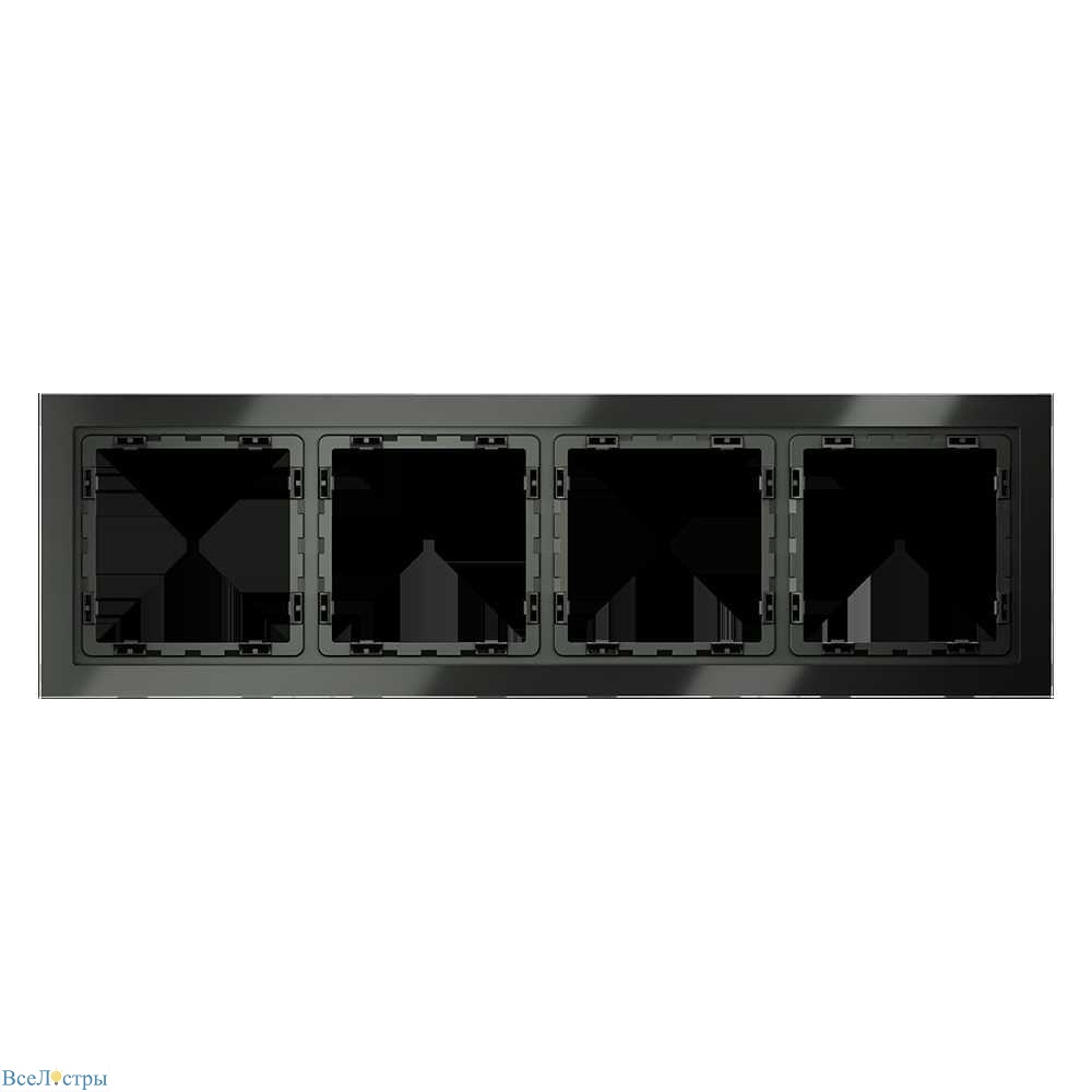 рамка стеклянная voltum s70 на 4 поста, (титан, стекло) vls110406