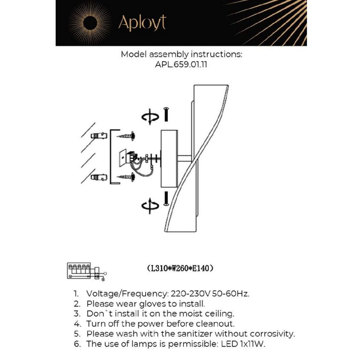 настенный светильник aployt viola apl.659.01.11