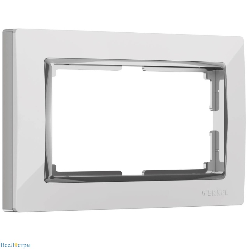 рамка для двойной розетки werkel snabb белый/хром w0081901 4690389161063