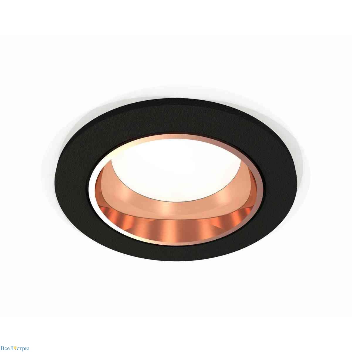 комплект встраиваемого светильника ambrella light techno spot xc6513005 sbk/ppg черный песок/золото розовое полированное (c6513, n6114)