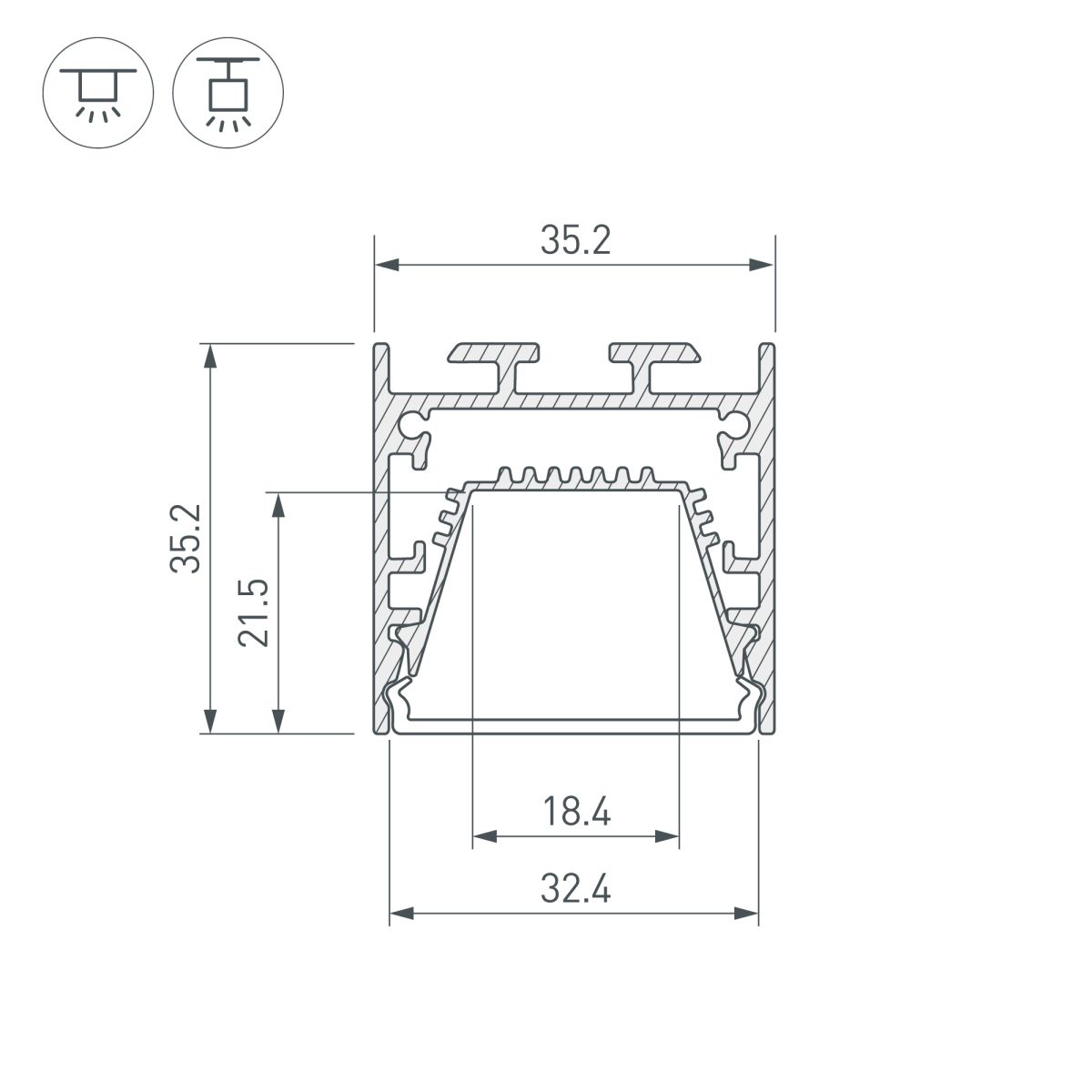 профиль arlight line-3535-tray-3000 black (алюминий) 062196