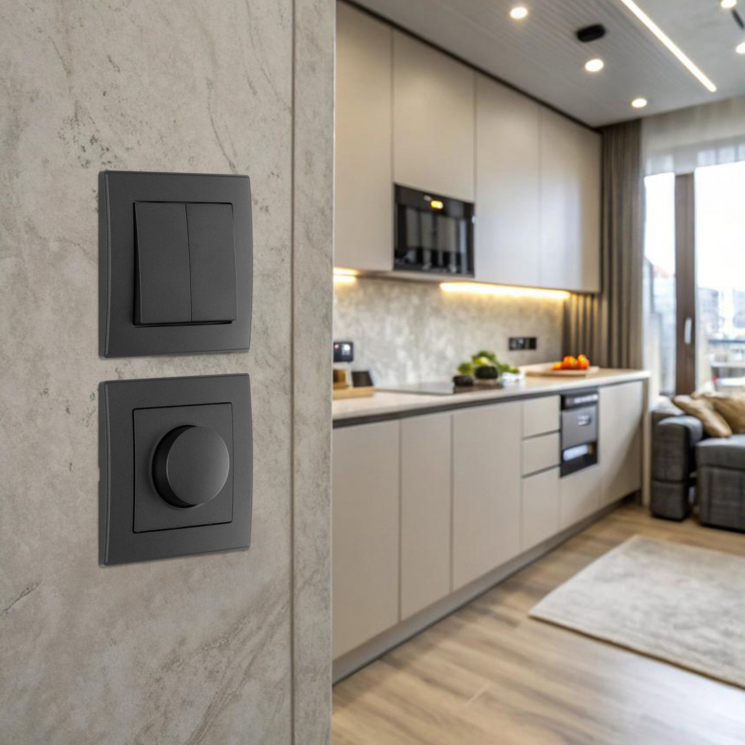 выключатель двухклавишный arte milano set06-1-30-2 black