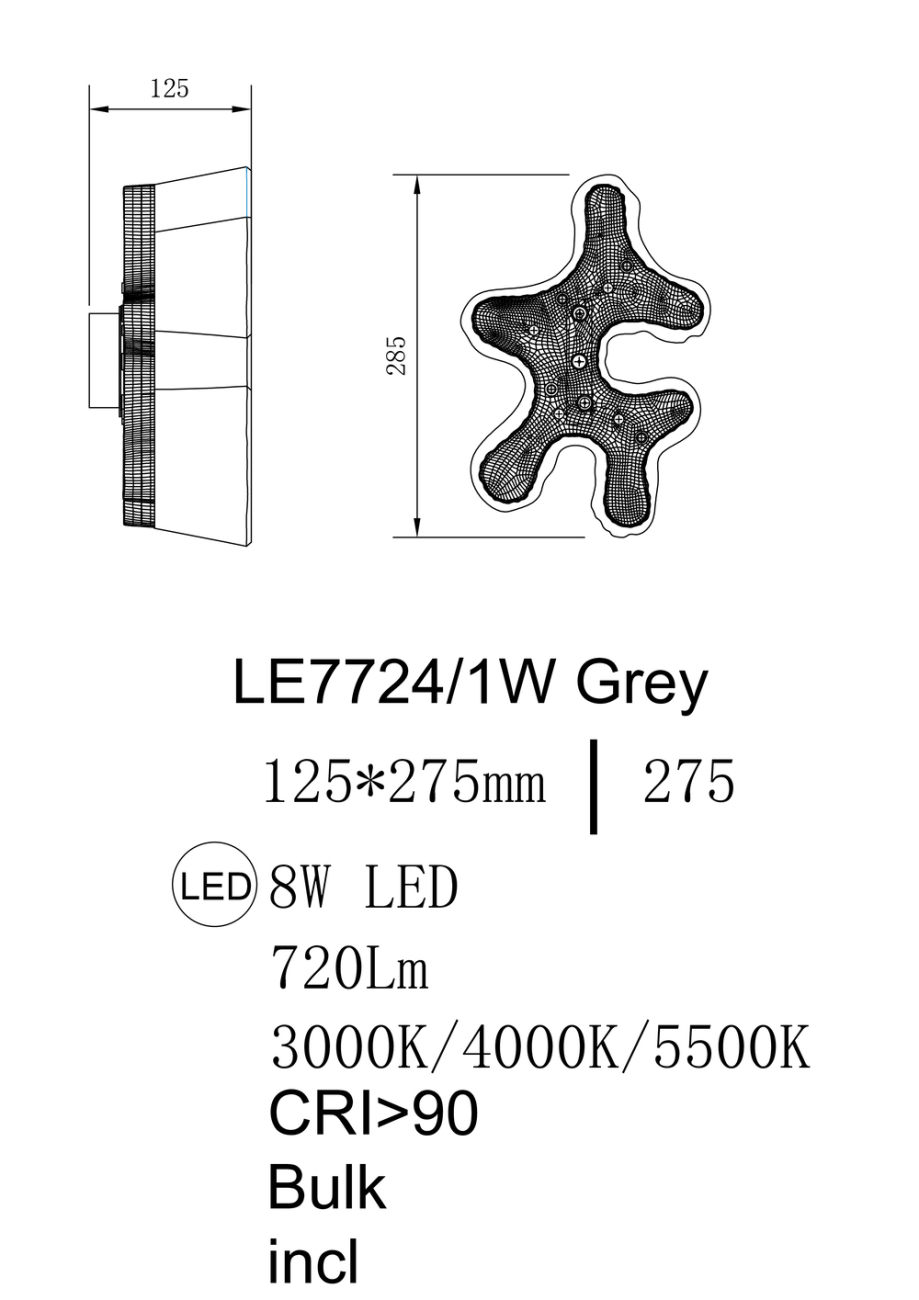 бра recif le7724/1w grey
