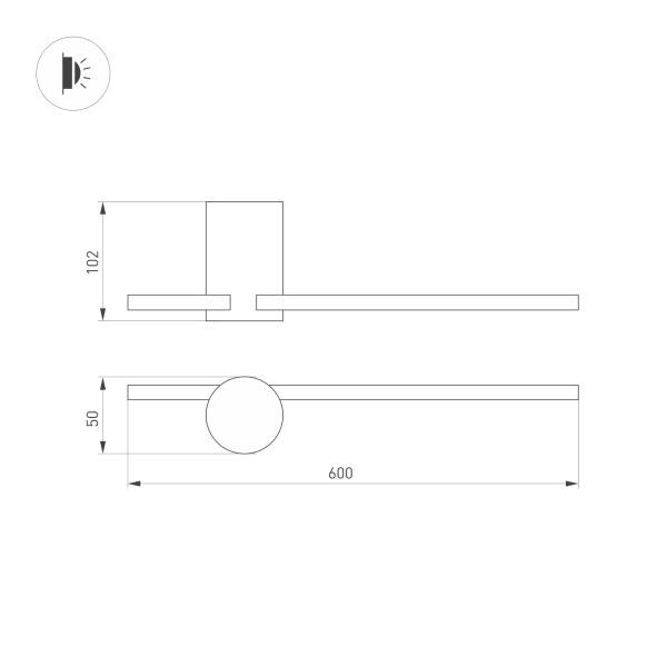 настенный светодиодный светильник arlight sp-vinci-s600x55-7w warm3000 034171