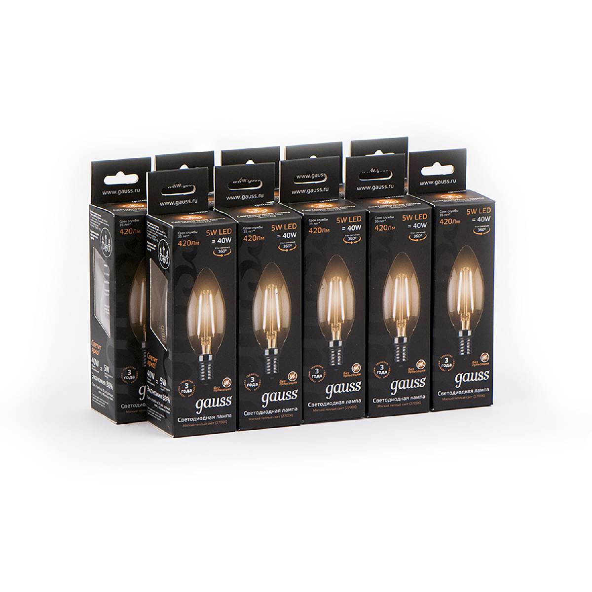 лампа светодиодная филаментная gauss e14 5w 2700к прозрачная 103801105