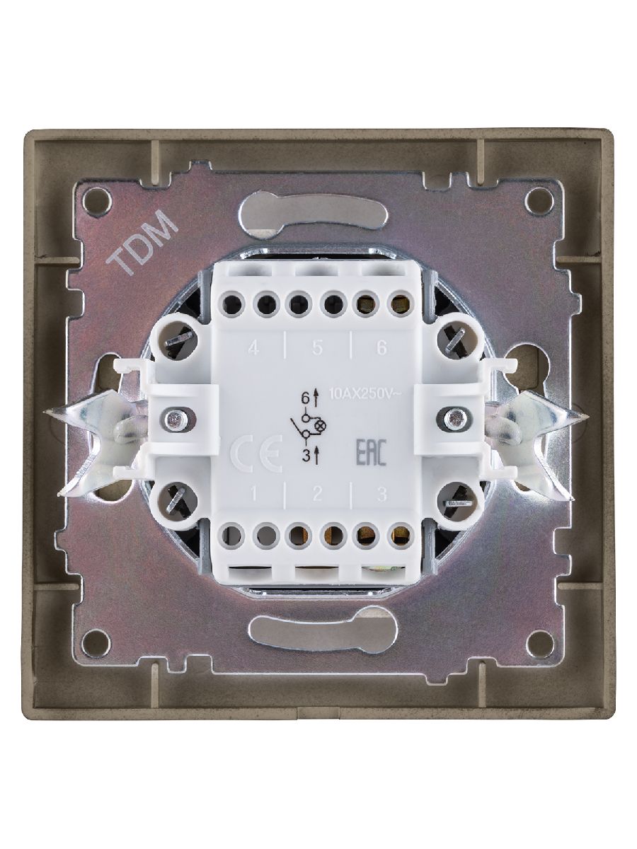выключатель одноклавишный с подсветкой лама tdm electric sq1815-0704