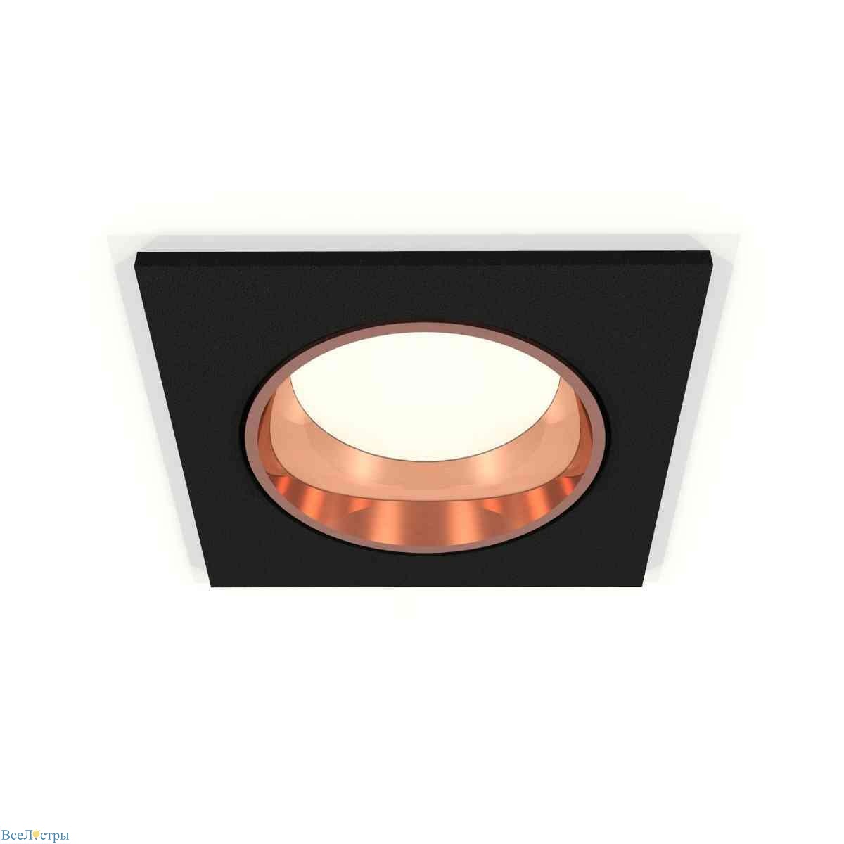 комплект встраиваемого светильника ambrella light techno spot xc6521005 sbk/ppg черный песок/золото розовое полированное (c6521, n6114)