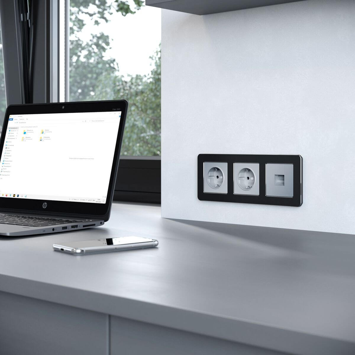 рамка на 3 поста werkel platinum черный алюминий 4690389184482 w0032608