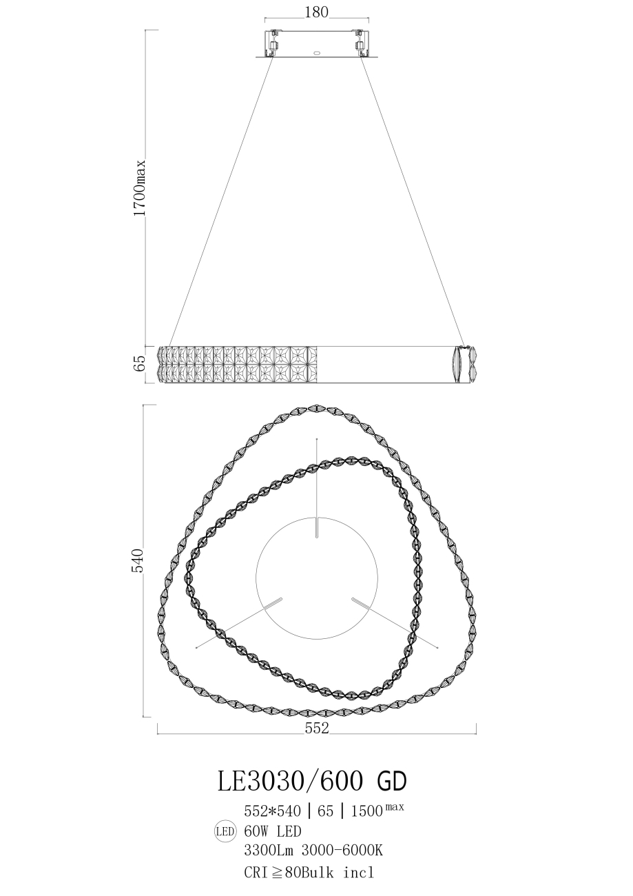 подвесная люстра veronique le3030/600 gd