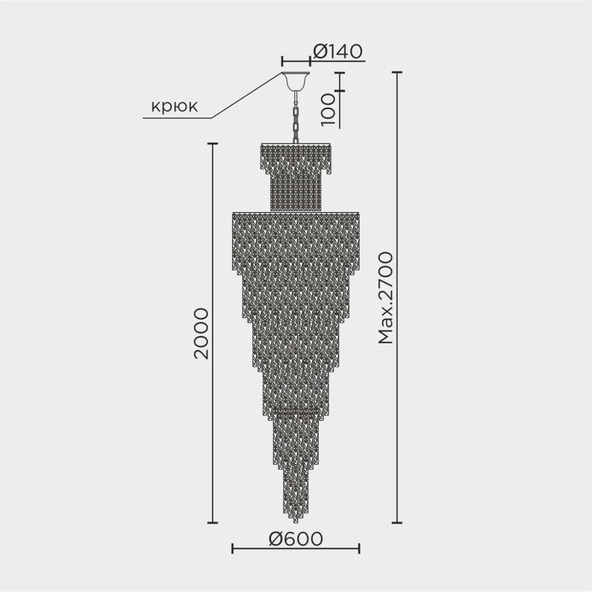 каскадная люстра modelux ml.977.47 cr