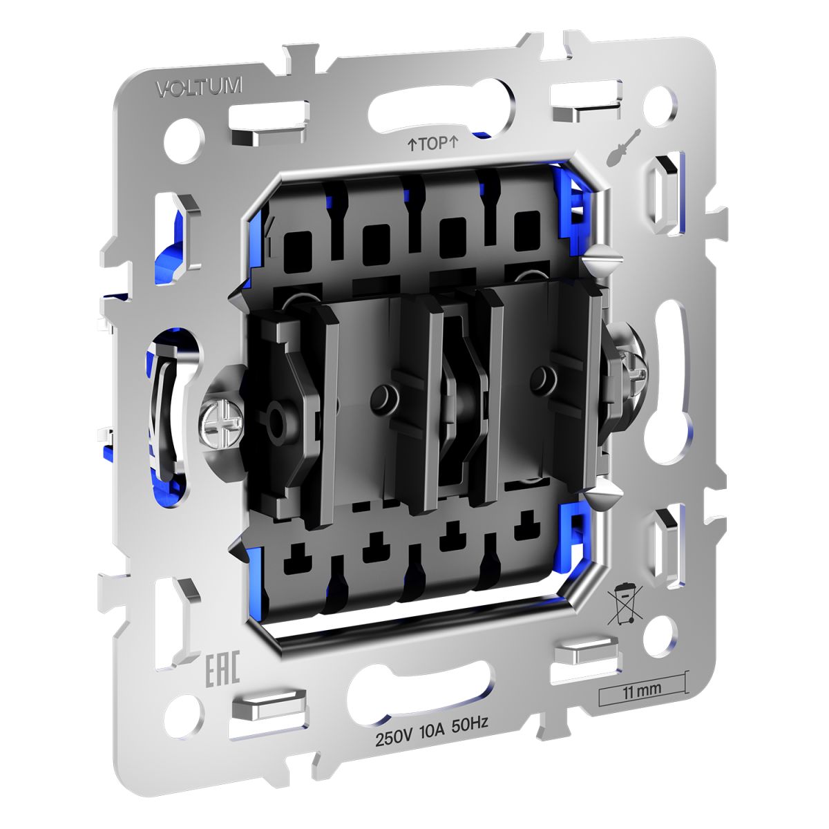 механизм перекрестного переключателя двухклавишного 10а voltum s70 vls0205m