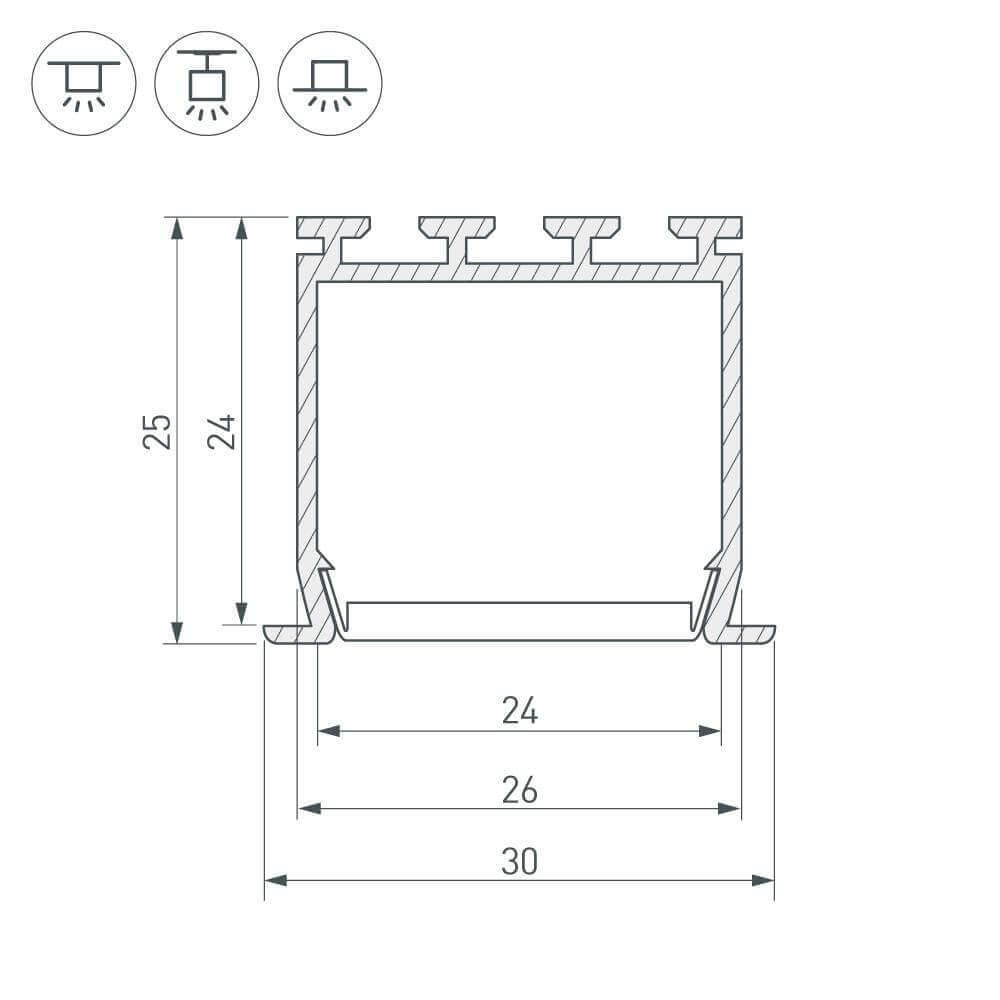 профиль arlight pls-lock-h25-fs-2000 anod 016446