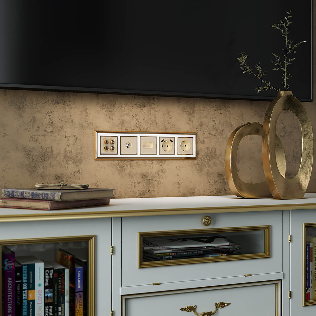 накладка для розетки usb werkel шампань w1179511 4690389157462