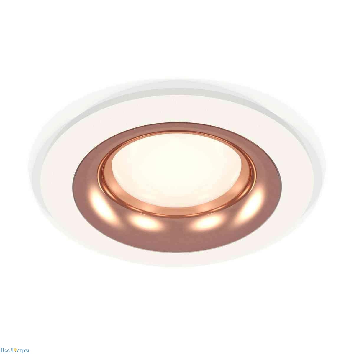 комплект встраиваемого светильника ambrella light techno spot xc7621006 swh/ppg белый песок/золото розовое полированное (c7621, n7015)