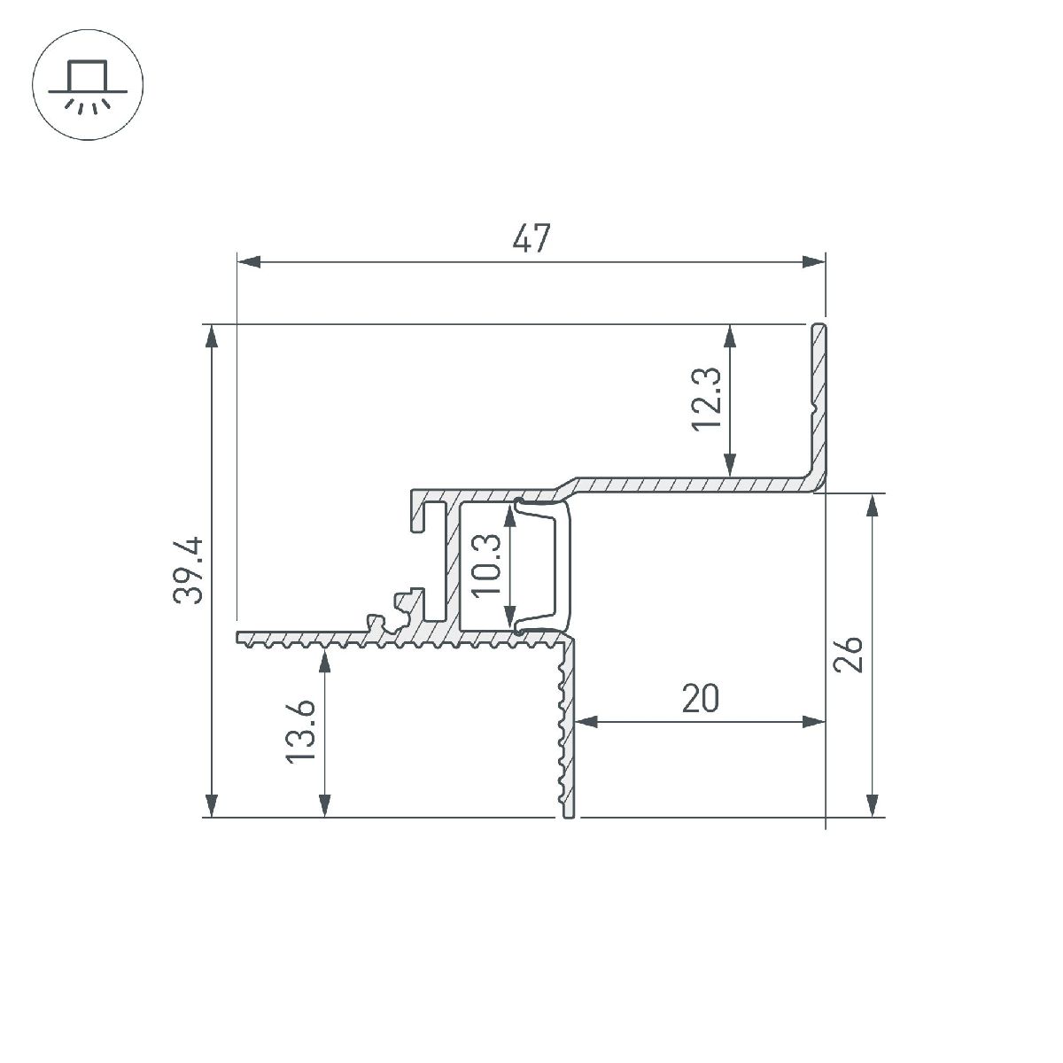 алюминиевый профиль arlight line-1715-2000 white 044259(1)