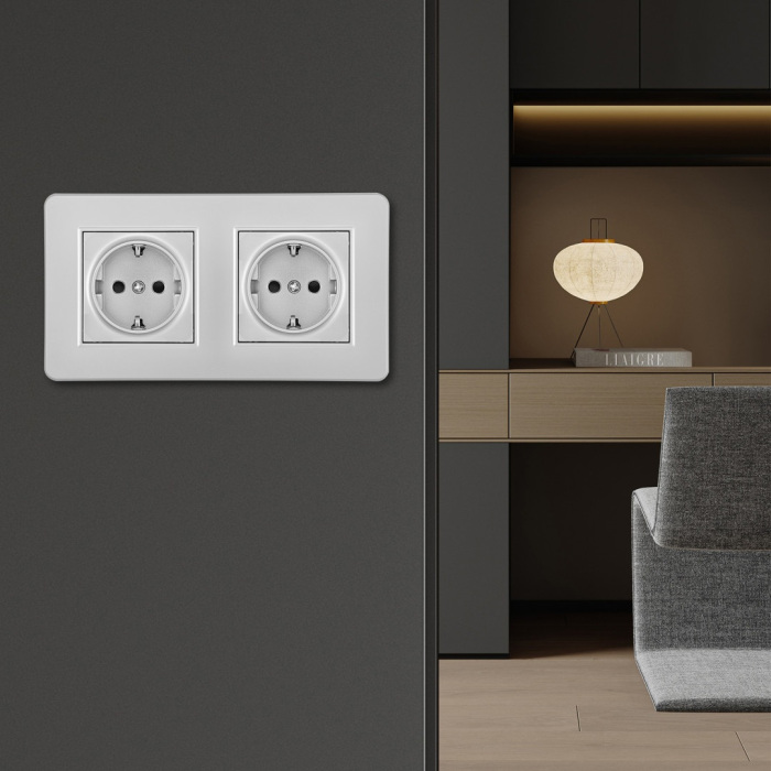 розетка arte milano set16-2-40-1x2 silver